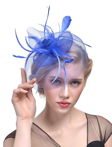  Cappello derby Kentucky con fascinator in tulle/piume e copricapo da matrimonio/occasione speciale/corsa di cavalli in 1 pezzo