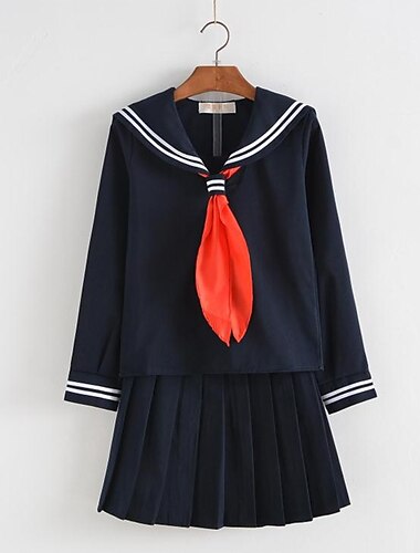  女性用 コスプレ衣装 コスチューム 学生服 女子学生 大人 ポリエステル ソリッド クリスマス ハロウィーン カーニバル クラバット 上着 スカート