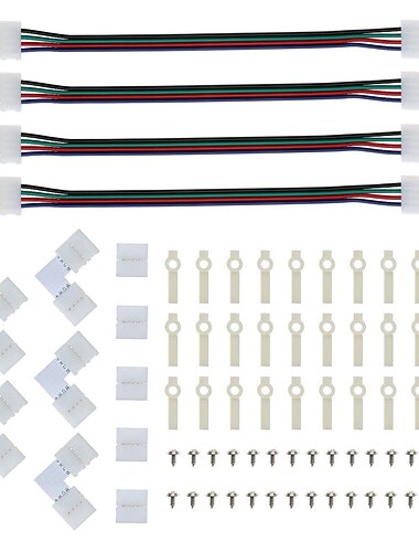  Conector de tira led y soporte de montaje 5050 rgb conector de luz de tira l forma sin soldadura encaje a presión 4 conductores led rgb