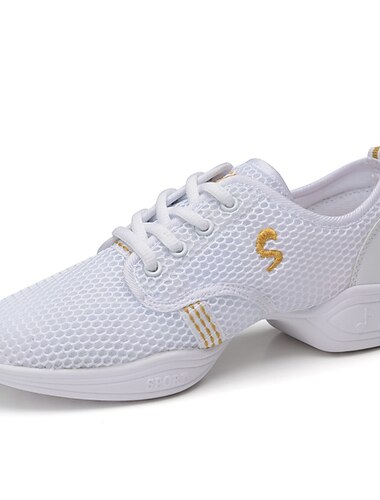  Leichte Damen-Tanz-Sneakers mit Schnürung aus Mesh – atmungsaktive schwarze Sportschuhe für Jazz-, Zumba- und Fitness-Workouts