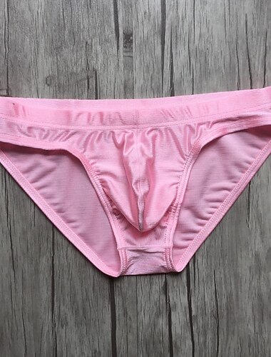  Herren 1 Packung Grundlegendes Höschen Slip Unterhosen U konvex Nylon Elasthan Glatt Niedrige Taillenlinie Hellblau Schwarz