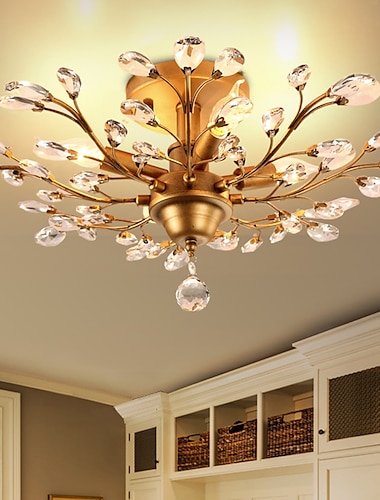  62 cm kroonluchter cluster design plafondlamp led inbouw verlichting metaal antiek messing elegant en luxueus 110-120v 220-240v ce gecertificeerd bloem design