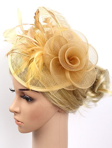  höyhen / verkko fascinators kentucky derby hattu / kukat / kukkainen päähineet 1kpl erikoistilaisuus / hevoskilpailu / naistenpäivän päähine