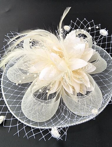  fjer / net fascinators kentucky derby hat / blomster / hatte med fjer / pels / blomster 1 stk bryllup / speciel lejlighed / damedag hovedbeklædning