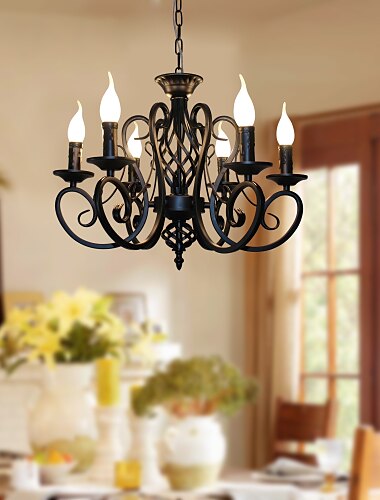  6-Light 53 cm Kaars stijl Kroonluchters Metaal Geschilderde afwerkingen Traditioneel / Klassiek 110-120V 220-240V