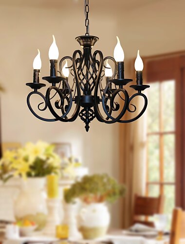  6-Light 53 cm Stearinlys Stil Lysestager Metal Malede finish Tradisjonell / Klassisk 110-120V 220-240V