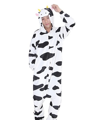  Erwachsene Stickerei Modisch Onesie-Kostüm Faschingskostüme Milchkuh Pyjamas-Einteiler Kigurumi-Pyjamas Für Herren und Damen Weihnachten Karneval Kindertag Karikatur