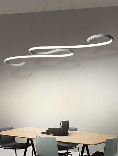  110cm ledet pendellampe taklampe bølgeform hengende lys lineær øy dimbar for stue spisestue kjøkken minimalistisk moderne 46w