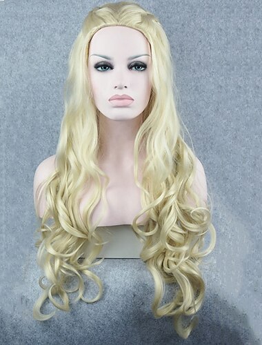  Cosplay-Perücke synthetische Perücke Cosplay-Perücke gewellt gewellte Pixie Cut Perücke lange gebleichte blonde #613 weiße silberne synthetische Haare Damen geflochtene Perücke weiße StrongBeauty