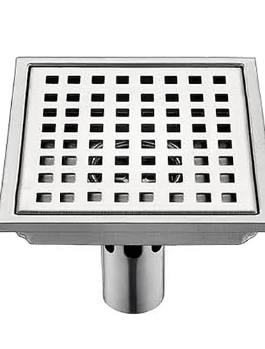  6 inch Square Shower Floor Drain Set, Removable Stainless Steel Cover Tile Insert Grate, Hair Catcher Strainer with Seal and Lifting Hook Bathroom