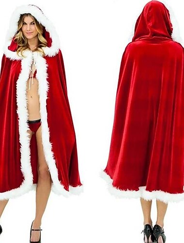  Kerstmanpakken Kerstman Mrs.Claus Mantel Trui met capuchon Santa kleren Dames Cosplay Kostuum Effen Patroon Kerstmis Mantel