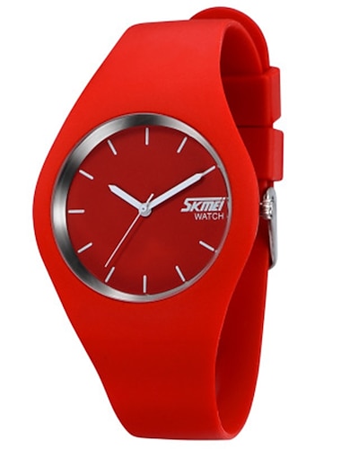  SKMEI Wrist Watch Quartz Watch for Women Men Analog Quartz Pure Color Casual Calendar Plastic Silicone Strap Leisure Watch Women's Jelly Watches