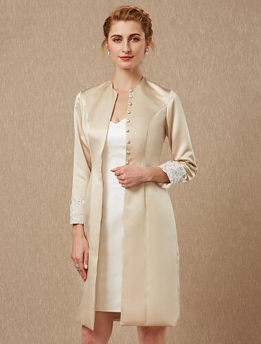  Manches Longues Manteaux / Vestes Dentelle / Satin Mariage / Fête / Soirée Etoles de Femme Avec Dentelle / Appliques / Bouton