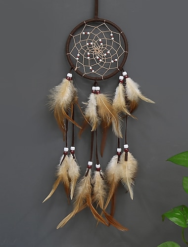 dromenvanger bloemenpatroon handgemaakt cadeau met gradiënt veer en kralen muur opknoping decor kunst Indiase stijl 55*11 cm