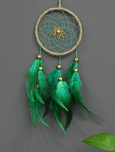  Boho Traumfänger handgemachtes Geschenk Wandbehang Dekor Kunst Ornament Handwerk Federperle für Kinder Schlafzimmer Hochzeitsfest 40*11cm