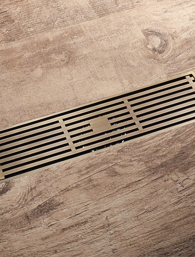  12インチの長方形のリニアシャワー排水バス床、レンガパターンの格子付き、つや消し真鍮のバスルーム床排水管、シャワー床排水管にはヘアストレーナーが含まれています
