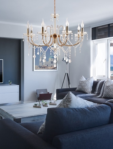  9-lys 75 cm lysekroner i krystallstearinlys stil metalllys elektroplettert andre lys rustikk / lodge moderne moderne 110-120v 220-240v