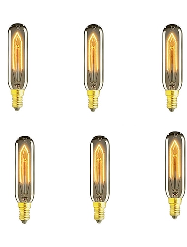  6 uds 40w edison vintage bombilla incandescente e14 t10 bombilla de lámpara de filamento antigua decorativa regulable para colgar en la pared interior lámparas de techo ámbar cálido 220-240v