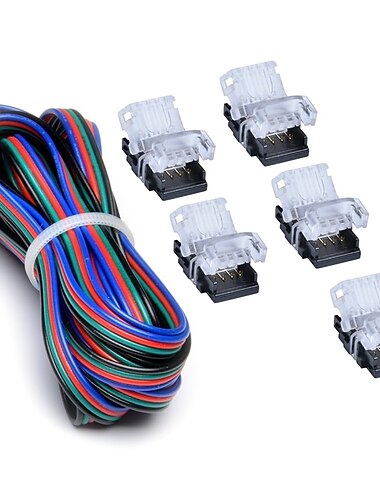  zdm 5pcs 10mm rgb conector de tira de led de 4 pines no resistente al agua con 22 # ul listado 3m 4 línea de conductor bricolaje tanto para cable de alimentación como para tablero a tablero puente