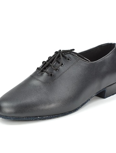  Bărbați Pantofi Moderni / Sală Dans Nappa Leather Dantelat Călcâi Cataramă Toc Drept Personalizabili Pantofi de dans Negru / Antrenament