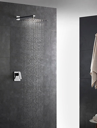  verborgen douchekraan combo set 12 "douchekop, douchesysteem mixer ruw in klep regendouchekop, wandmontage bad en douche trim kit badkamer bad