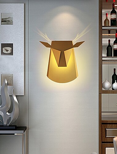 Lámparas de pared led apliques cabeza de venado de origami led decorativo latón blanco mate negro luz de pared de aluminio para habitación de niños sala de estar dormitorio sala de estudio oficina 110-240v