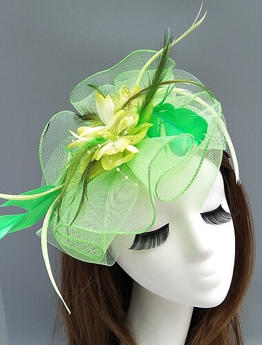  veren / net fascinators kentucky derby hoed / hoofddeksel met veren / bloemen / bloem 1pc bruiloft / speciale gelegenheid / theekransje hoofddeksel