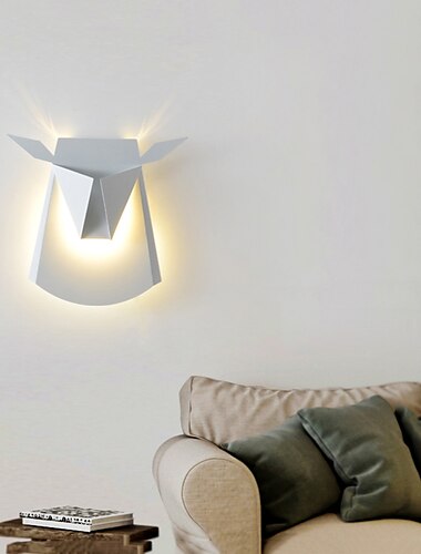  LED-Wandleuchten Origami-Hirschkopf dekorative LED-Wandleuchte aus weißem Messing, mattschwarz, Aluminium, für Kinderzimmer, Wohnzimmer, Schlafzimmer, Arbeitszimmer, Büro, 110-240 V