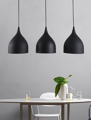  Lámpara colgante de 3 luces de 19 cm, diseño de forma de cuerno led, luces sland, acabados pintados de metal, estilo minimalista, sala de estar ajustable, lámpara de comedor 110-120v 220-240v max 60w