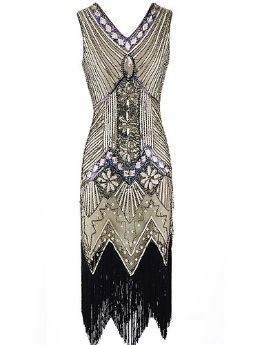  Goldene Zwanziger 1920er Wilde Zwanziger Knielang Flapper Kleid Kleid Halloween Kostüme Kostüm Capes Kostümzubehör Kostüme & Zubehör Der große Gatsby Charleston Hochzeitsgast Pailletten Spitze