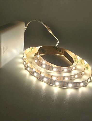  USB-LED-Lichtstreifen weiß mit Batteriefach (ohne Batterie), 1–3 m LED-Lichtstreifen weiß, kann LED schneiden, geeignet für Schlafzimmer, Spiegel, Partys, Camping, Geburtstage, Weihnachten