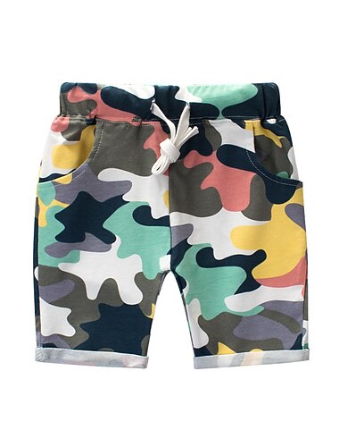  Kinder Jungen Kurze Hose Solide Retro Regenbogen