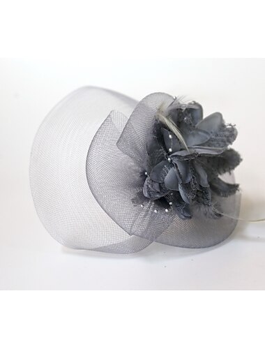  fascinators kentucky derby cappello piume / rete / fiori di stoffa / copricapo / copricapo con cappuccio / matrimonio floreale 1pc / copricapo da giorno delle donne