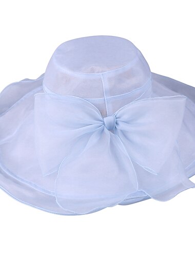  Hatter organza Bøttehatt Solhatt Bryllup Elegant Romantikk dame Med Sløyfe Hodeplagg Hodeplagg
