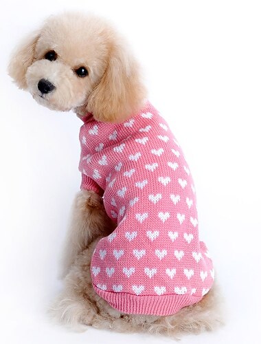  rongeurs chandail de chien décorations de vacances impression de carnaval coeur simple manteaux de chien échauffements vêtements d'hiver mignons pour chiens vêtements de chiot tenues de chien costume