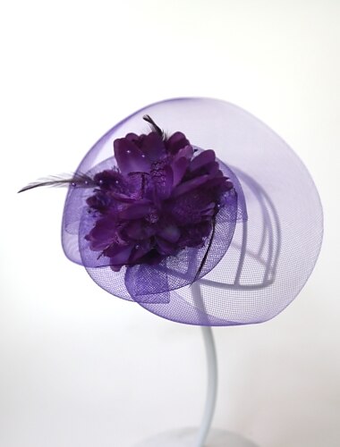  fascynatory Kentucky Derby kapelusz pióra / siatka / tkaniny kwiaty / nakrycie głowy / nakrycie głowy z czapką / kwiatowy 1 szt. ślub / nakrycie głowy na dzień pań