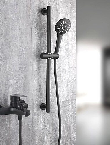  Badewannenarmatur aus Edelstahl, traditioneller mattschwarzer Duscharmatur, Keramikventil, inklusive lackierter Oberflächen, Duschmischbatterien mit kaltem / heißem Wasser