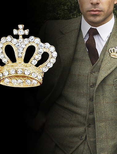  Bărbați Zirconia cubică Broșe Retro Stl Creativ Coroane Lux Modă Englezesc Broșă Bijuterii Argintiu Auriu Pentru Petrecere Zilnic