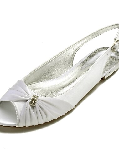  Női Esküvői cipők Extra méret Menyasszonyi cipők Átkötős Lapos Köröm Hátsó pántos Szatén Fekete Fehér Kristály