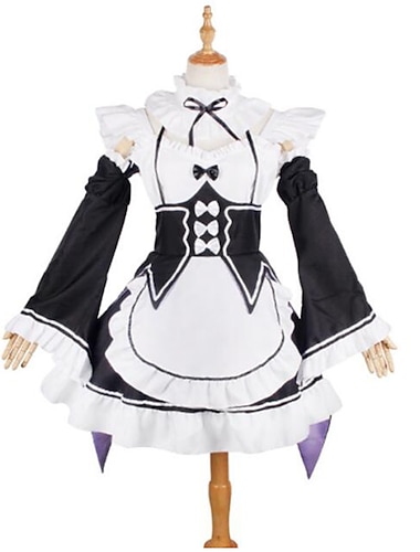  Re: Zero Rozpoczęcie życia w innym świecie kara hajimeru isekai seikatsu Księżniczka Pokojówka Rem Anime Sukienka Kostium Garnitury cosplay Krawat Sukienka Rękawy Na Dla dziewczynek Doroślu