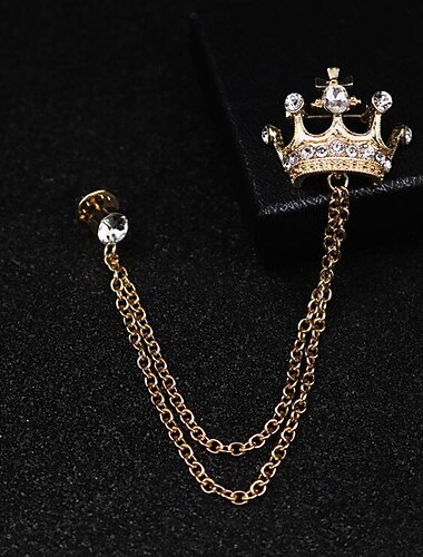  رجالي مكعب زركونيا دبابيس ستايل ربط سلسلة أنيق موضة بريطاني بروش مجوهرات فضي ذهبي من أجل مناسب للبس اليومي حفلة ليلية