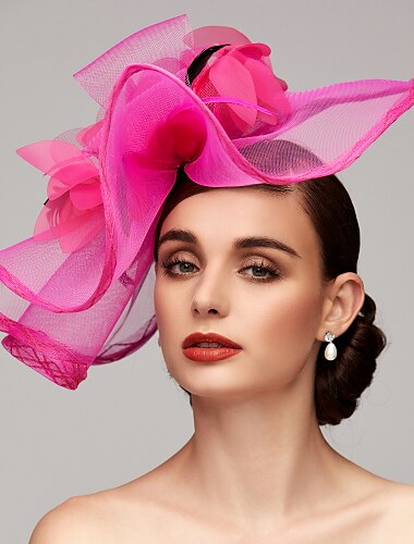  Sombrero de Derby de Kentucky con flores plumas red tocado de fascinadores con flor de pluma 1PC carrera de caballos día de las damas Melbourne Cup tocado vestido para impresionar vestido de carrera