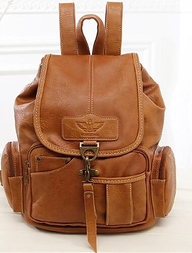  sac à dos vintage en similicuir pour femme avec plusieurs poches et fermeture à boucle - élégant et fonctionnel pour un usage quotidien