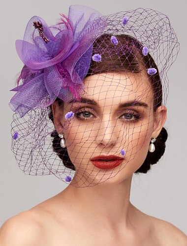  veer / net fascinators kentucky derby hoed / hoofddeksel met veren / bloemen / bloem 1pc bruiloft / speciale gelegenheid / paardenrace hoofddeksel