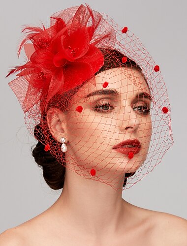  peří / síť fascinators kentucky derby klobouk / čelenka s peřím / květina / květina 1ks svatební / zvláštní příležitost / dostihová pokrývka hlavy