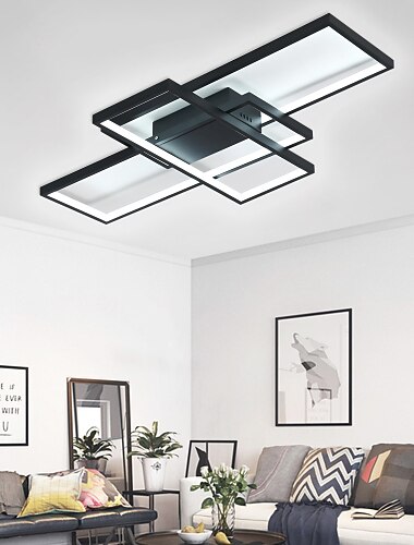  led taklampe moderne geometrisk mønster 90cm 3-lys lineært innfelt ambient light metall aluminium varm hvit kald hvit dimbar versjon med fjernkontroll kan kun dimmes med fjernkontroll