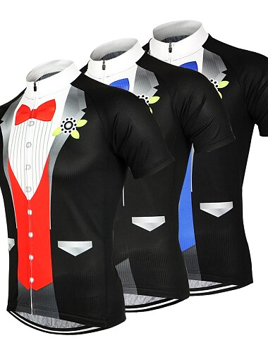  Hombre Maillot de Ciclismo Manga Corta Bicicleta Maillot Camiseta con 3 bolsillos traseros MTB Bicicleta Montaña Ciclismo Carretera Transpirable Secado rápido Dispersor de humedad Cremallera delantera