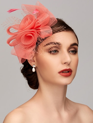  Chapeaux fascinants en filet de tulle élégants accessoire clip serre-tête avec nœud(s) plumes fleur floral 1PC Kentucky mariage thé party course de chevaux cocktail vintage pour femmes pour