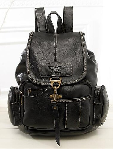  Damen-Rucksack aus Vintage-Kunstleder mit mehreren Taschen und Schnallenverschluss – stilvoll und funktional für den täglichen Gebrauch
