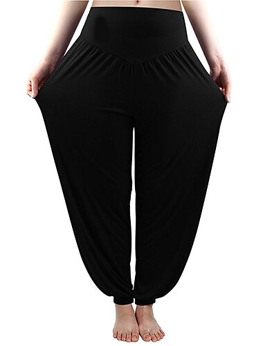  Damen-Haremshose atmungsaktiv schnell trocknend feuchtigkeitstransportierend Zumba Bauchtanz Yoga Pumphose Unterteil helllila weiß schwarz Modal Spandex Übergröße Sport Activewear hohe Elastizität
